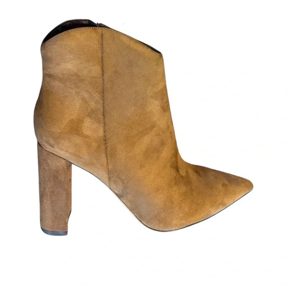 Marc Fisher Womens Cognac Brown Faux Suede Pointed Toe Ankle Boots BHFO 9787 - Picture 1 of 9